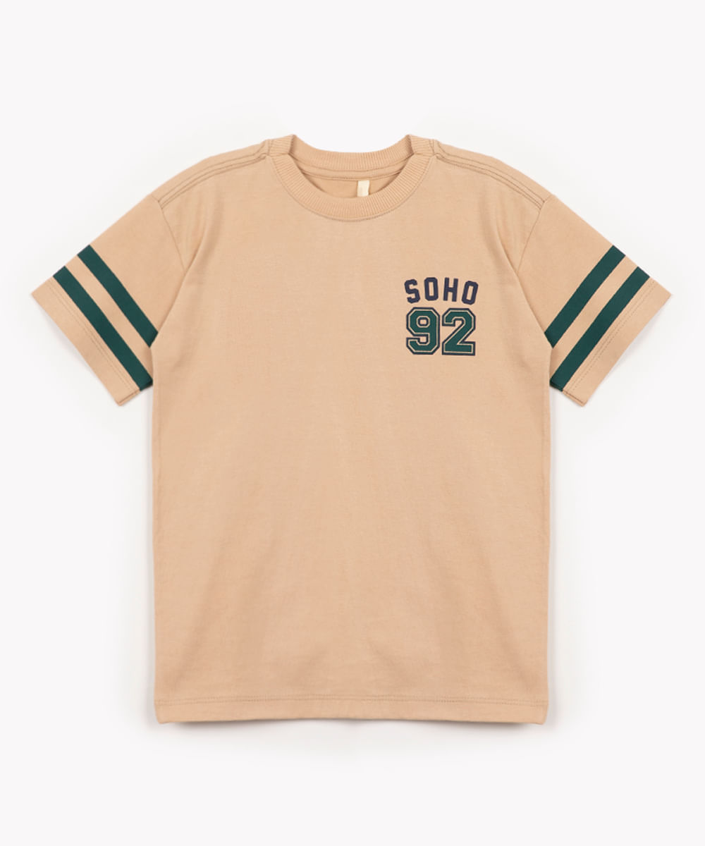 camiseta de algodão soho 92 tal pai tal filho manga curta bege claro