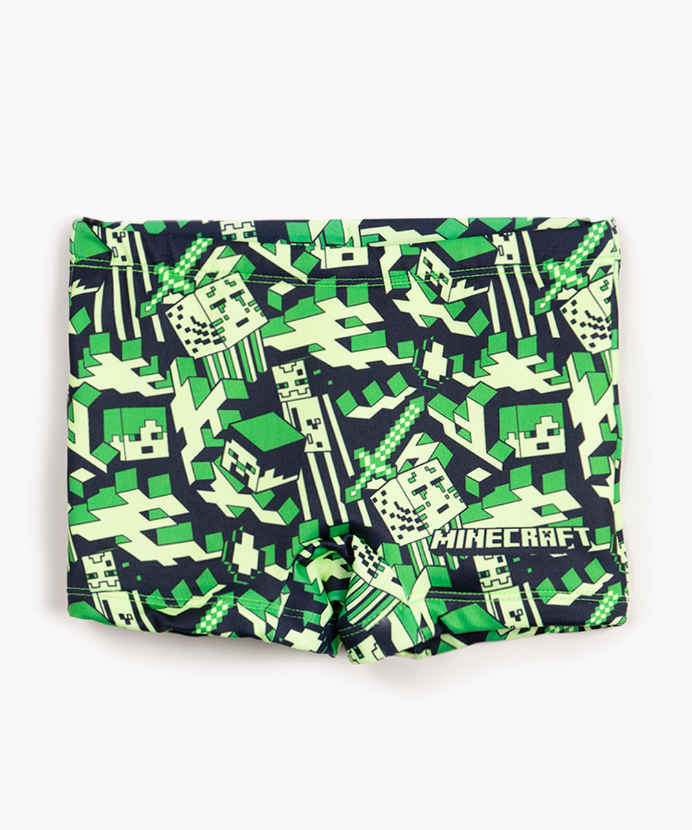 sunga boxer infantil minecraft proteção uv multicor