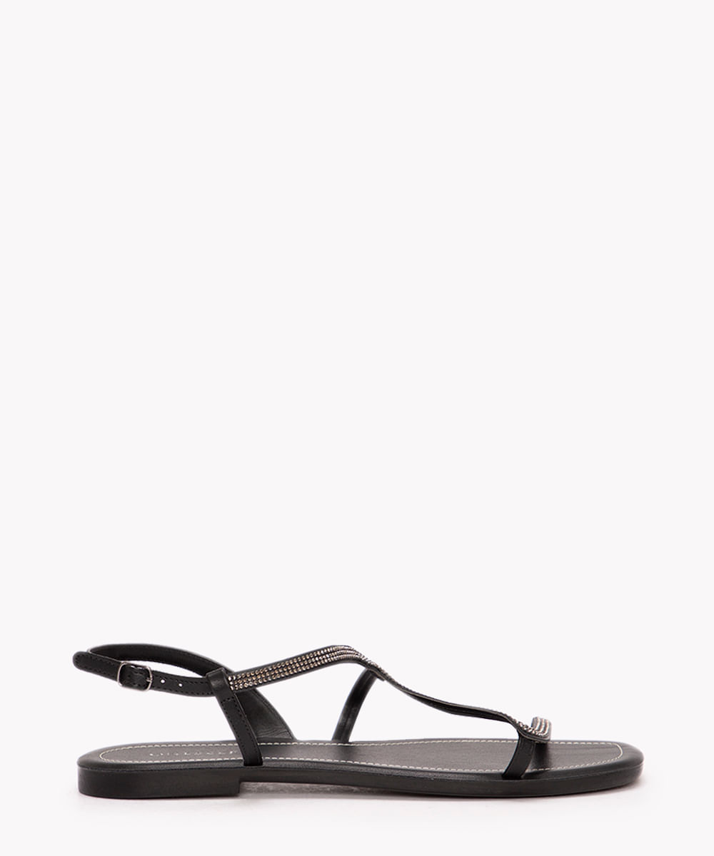 rasteirinha tira orgânica com brilho oneself preta