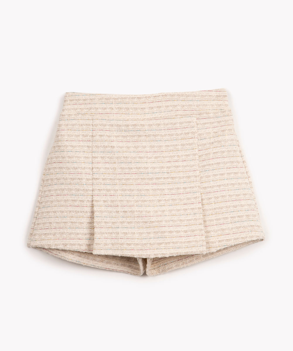 short saia de tweed infantil com brilho cru