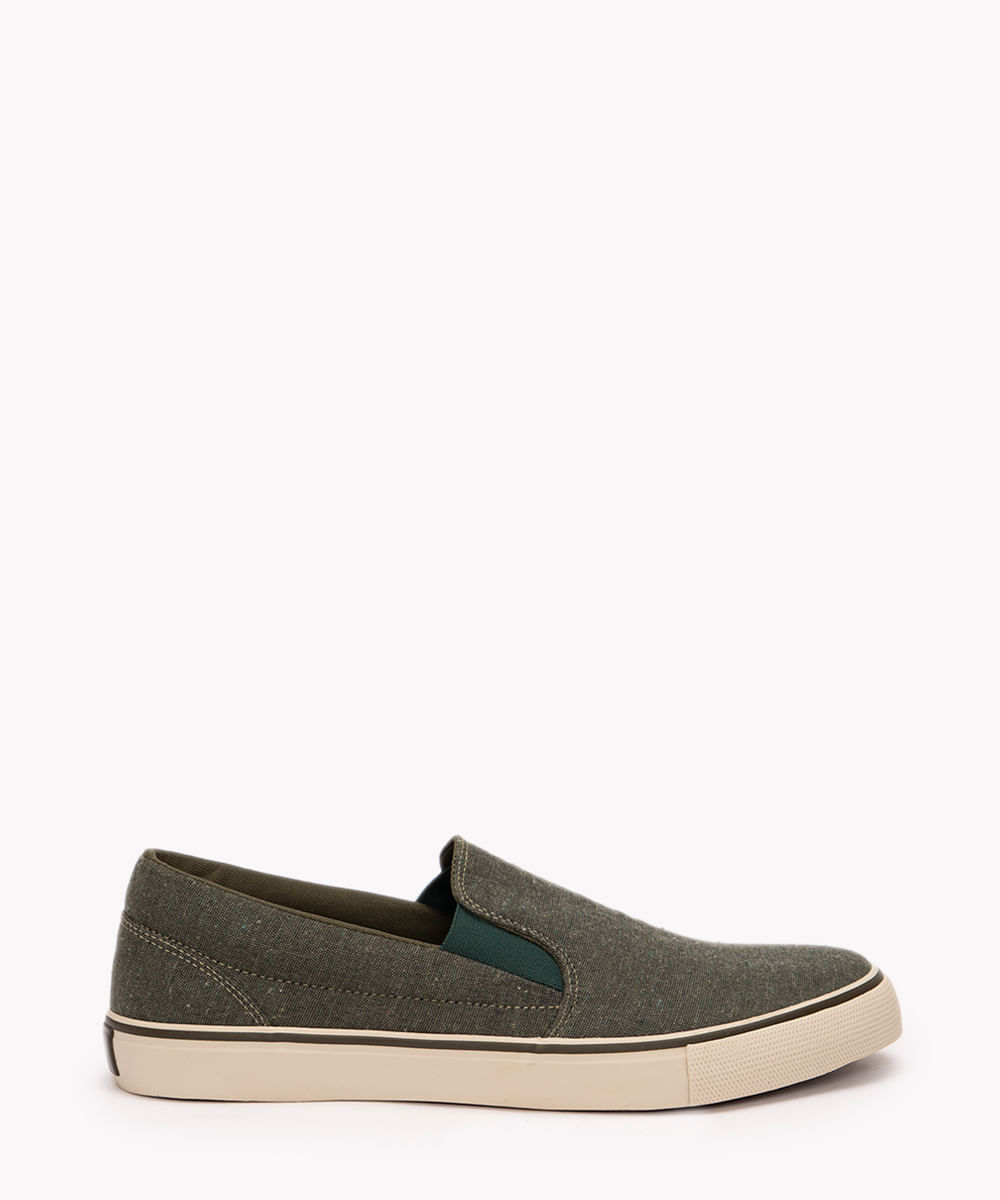 tênis slip on de sarja oneself verde militar