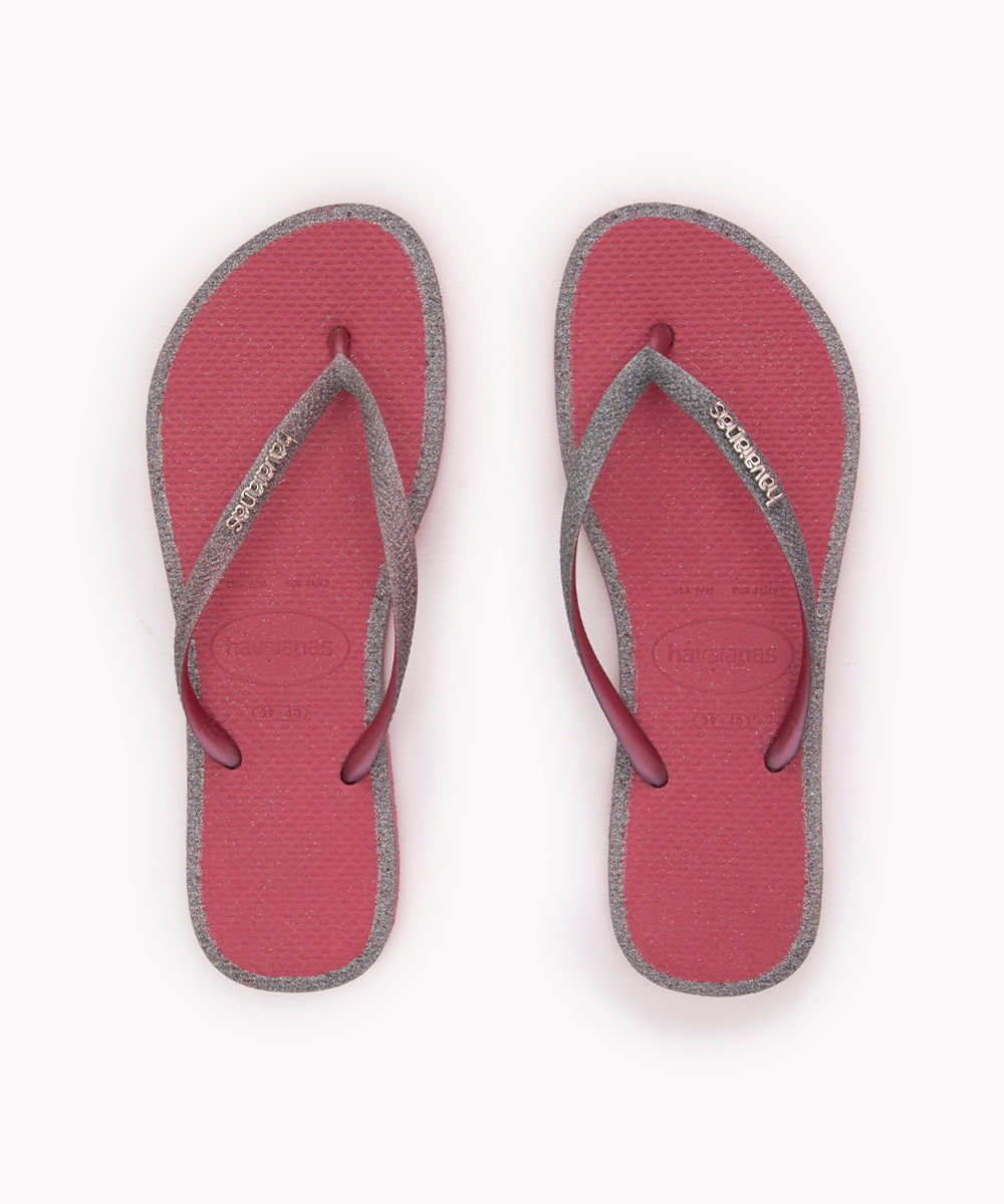 chinelo slim glitter havaianas rosa