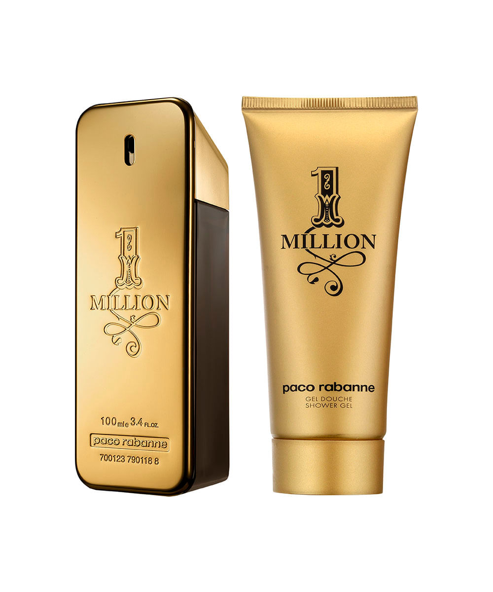 kit perfume paco rabanne 1 million eau de toilette masculino 100ml e gel de banho 100ml único