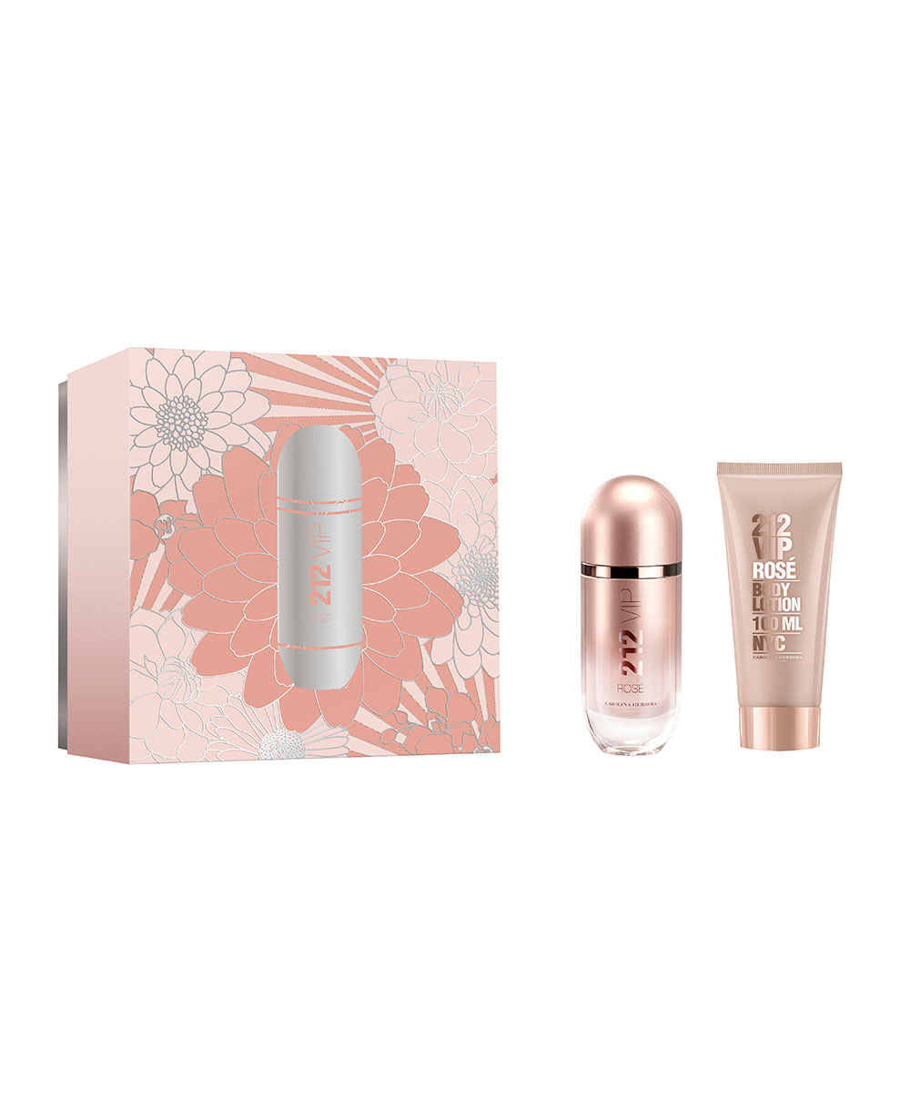 kit perfume carolina herrera 212 vip rosé eau de parfum feminino 80 ml e hidratante corporal 100 ml único