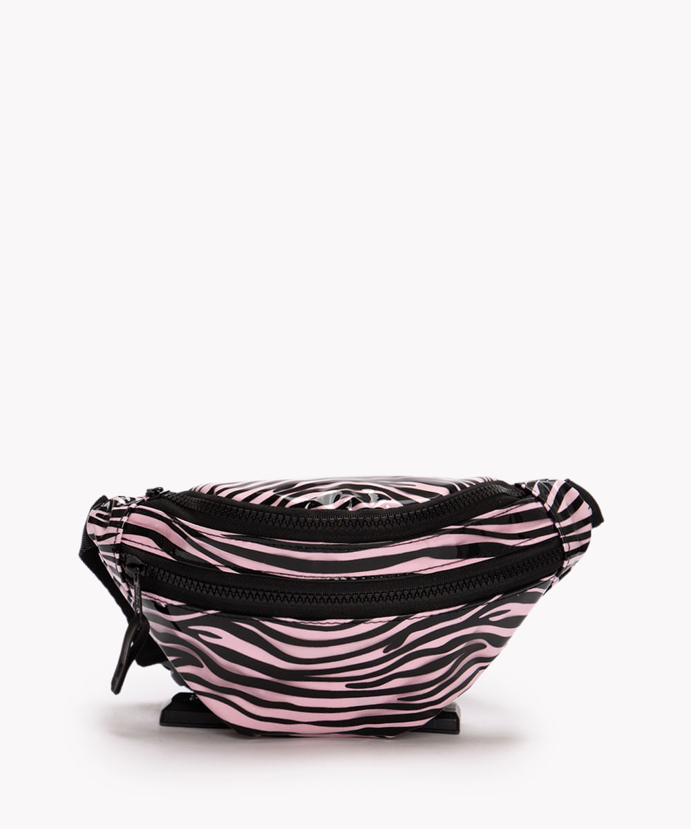 pochete infantil de plástico zebra rosa