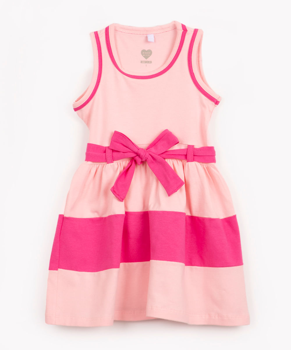 vestido infantil patati de algodão rosa