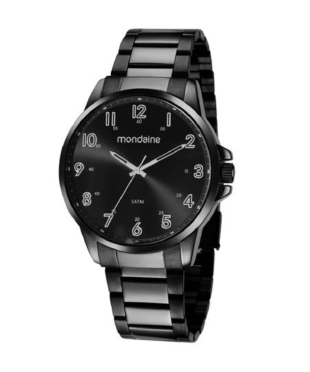 kit de relógio analógico mondaine 32436gpmvpe2kb e carteira preto Único