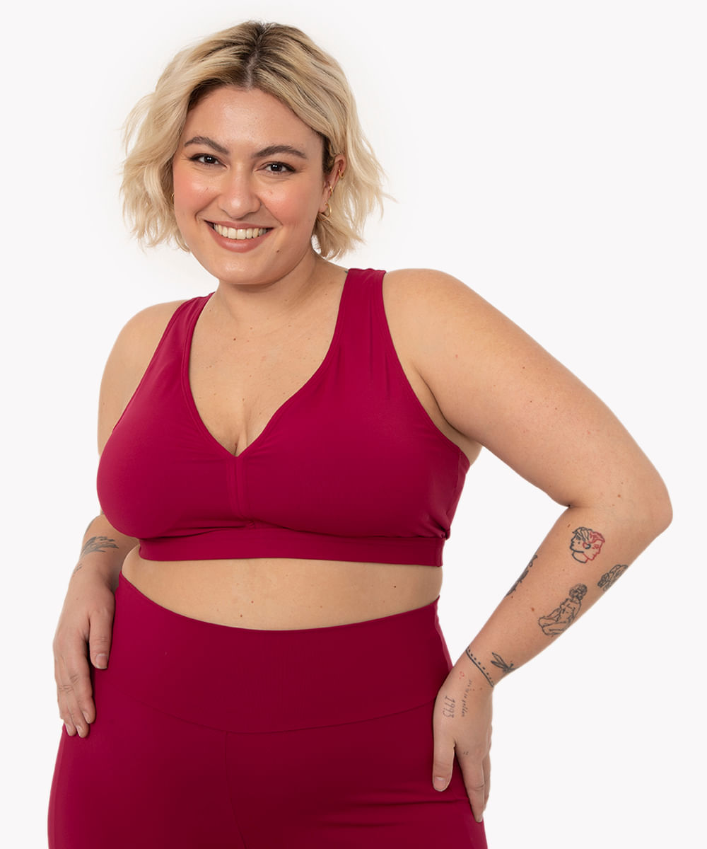 top plus size bojo removível esportivo ace pink escuro