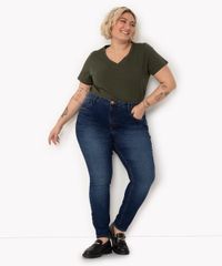 calça super skinny jeans plus size cintura alta azul médio calça super skinny jeans plus size cintura alta azul médio