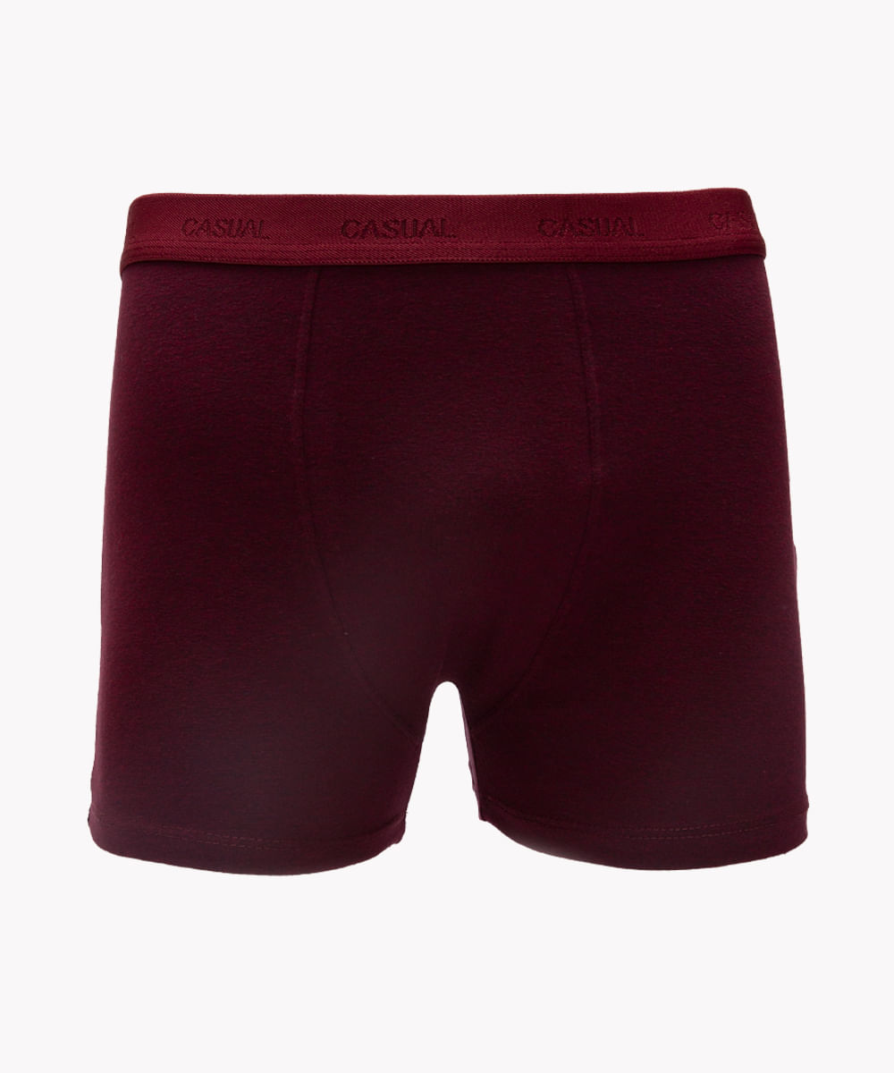 cueca boxer casual cós elástico vinho médio - VINHO MEDIO