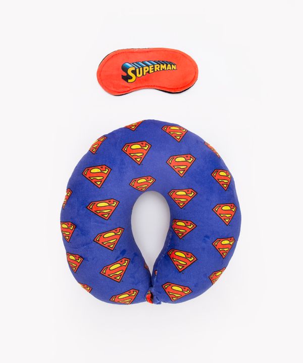 apoio de pescoço com máscara de dormir super homem azul Único