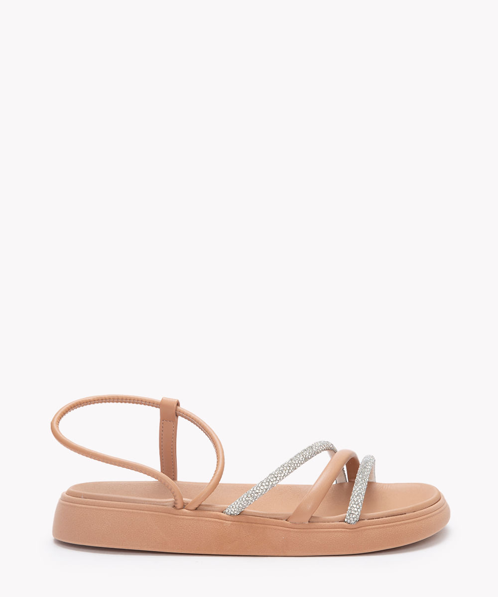 papete flatform feminina moleca com brilho bege