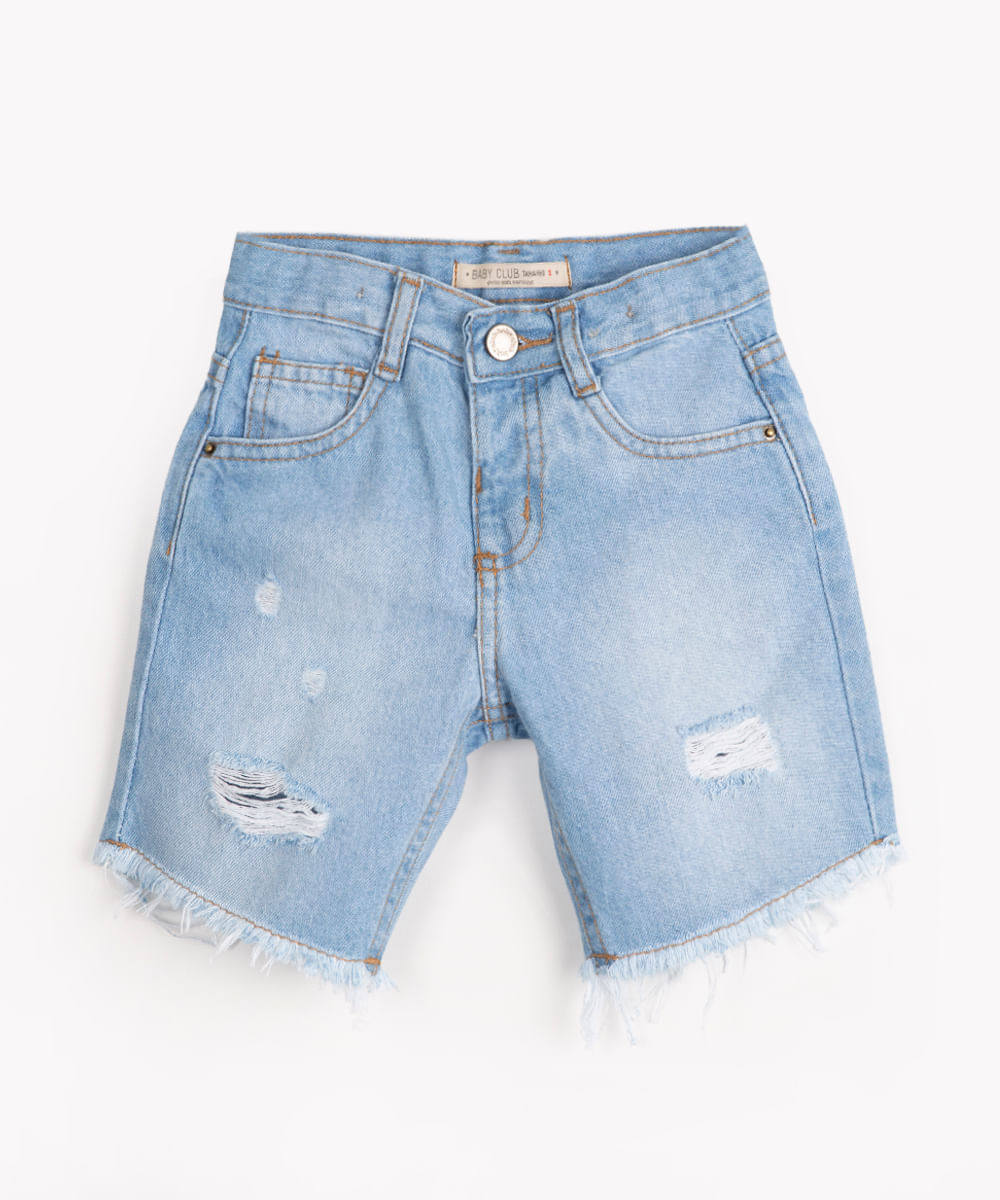 bermuda jeans infantil destroyed azul