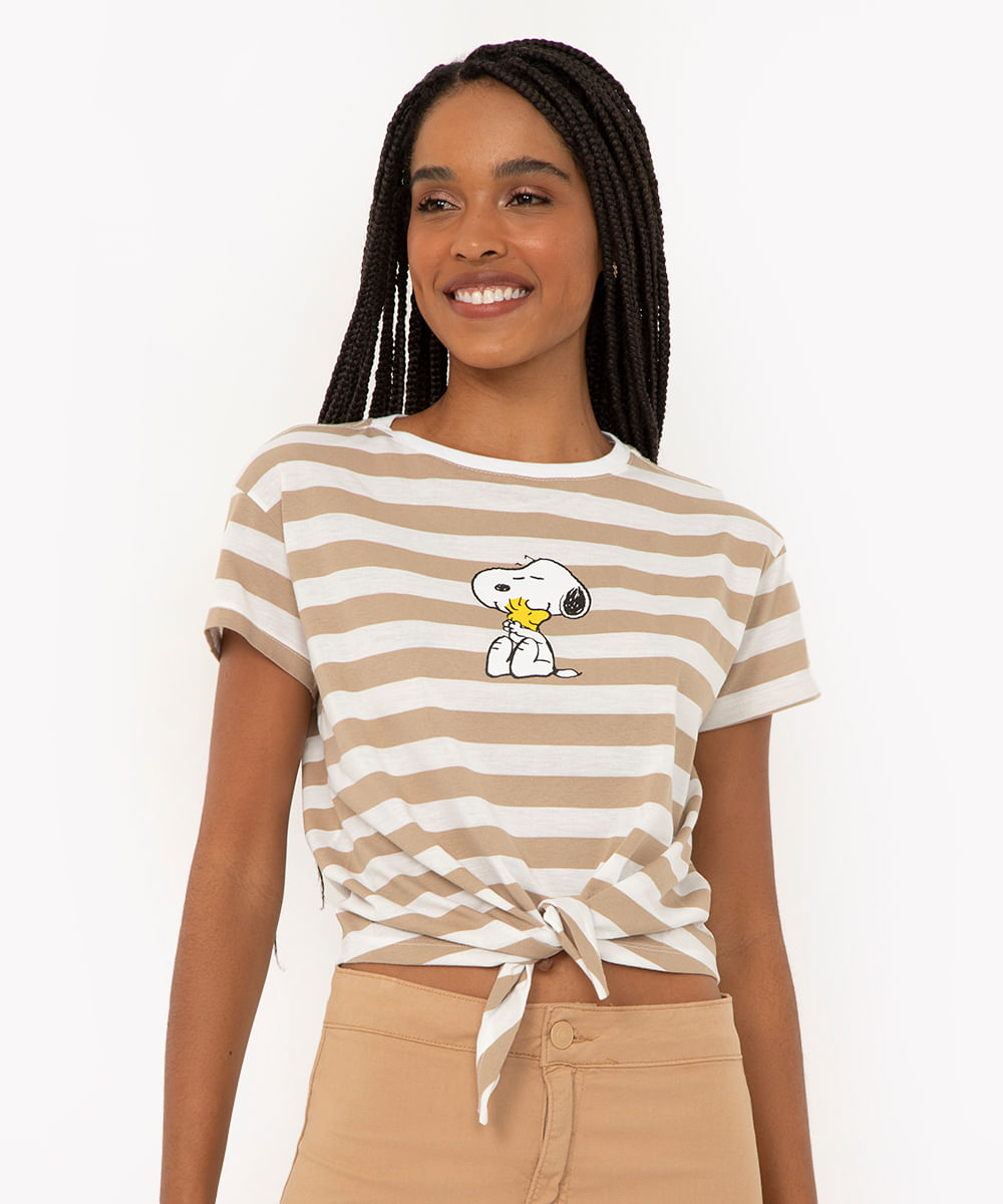 camiseta listrada nozinho snoopy off white