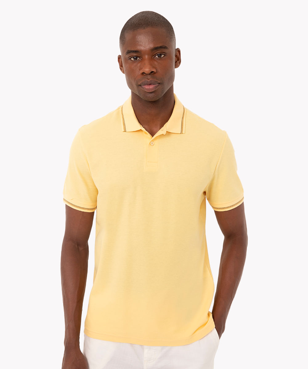 polo comfort básica de piquet amarelo