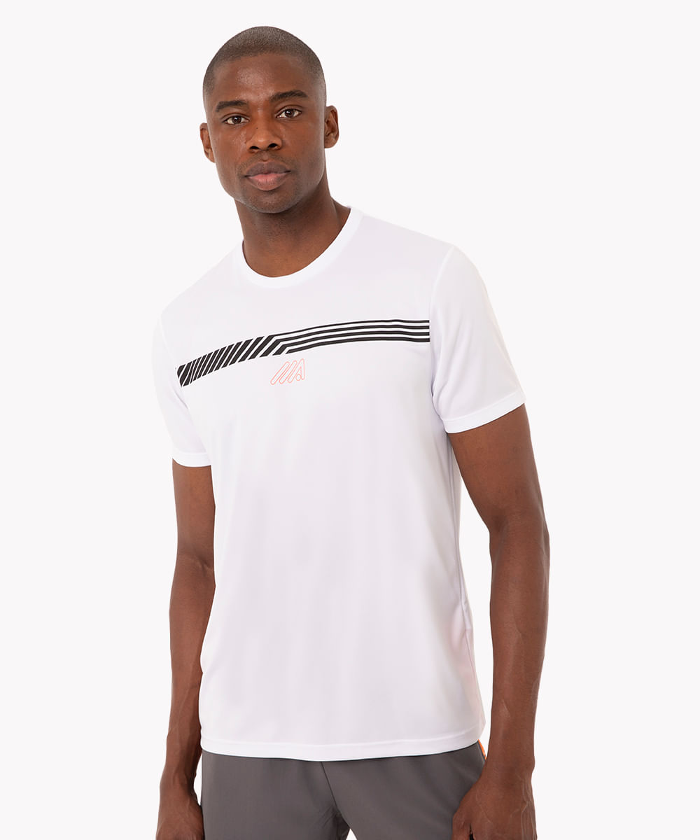 camiseta manga curta estampada esportiva ace branco