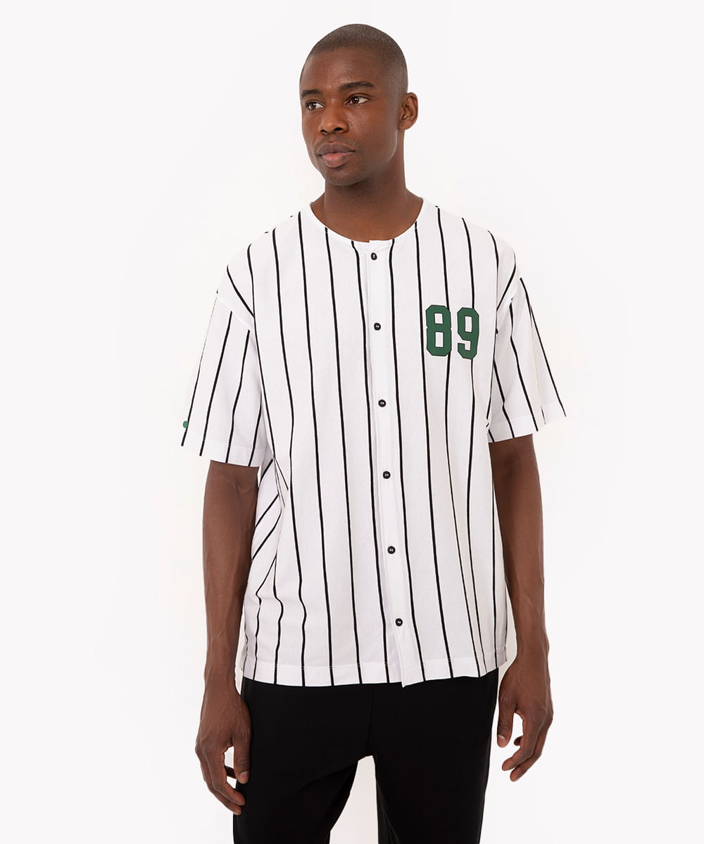 camiseta de algodão listrada 89 branco