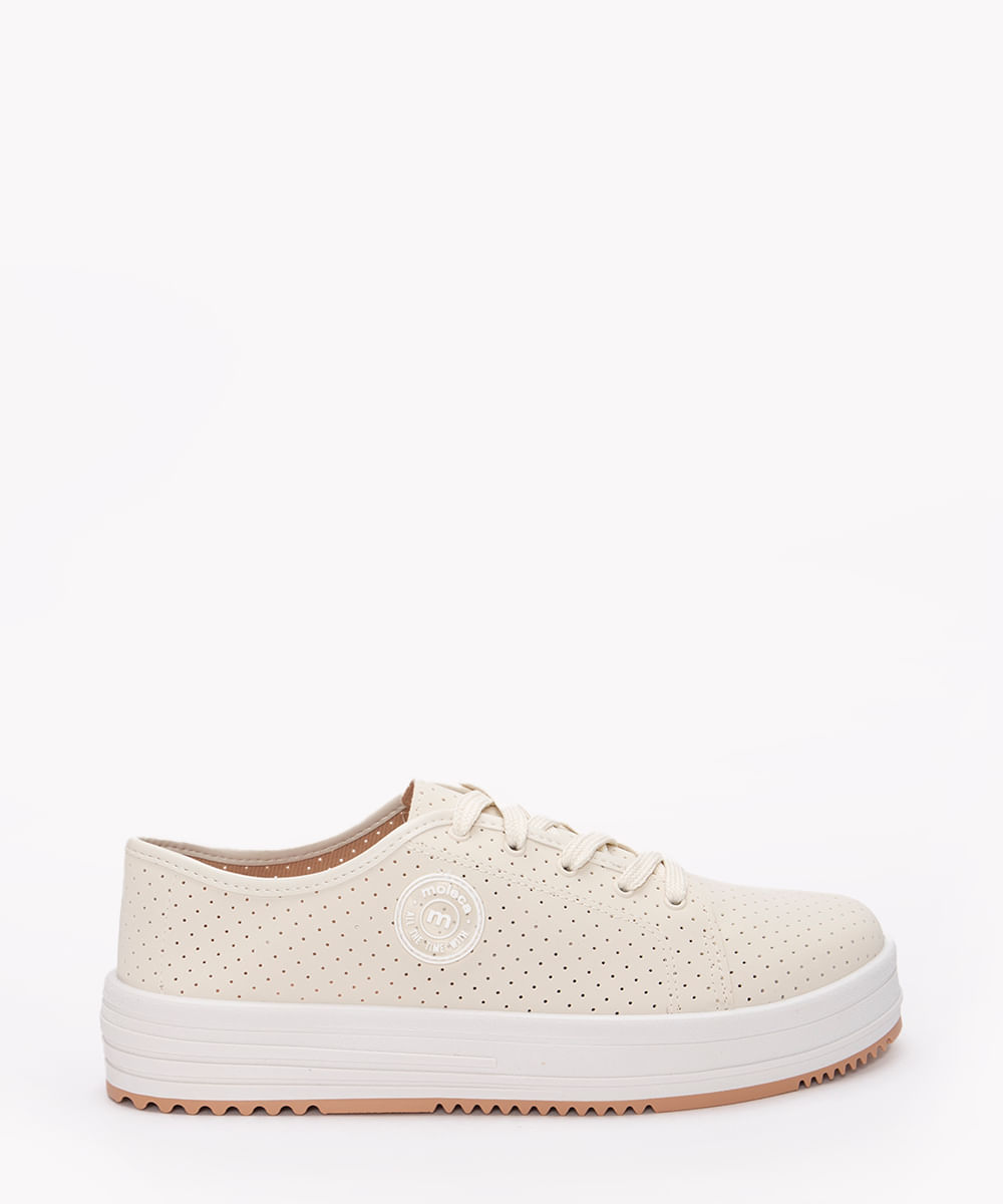 tênis casual micro furos moleca branco