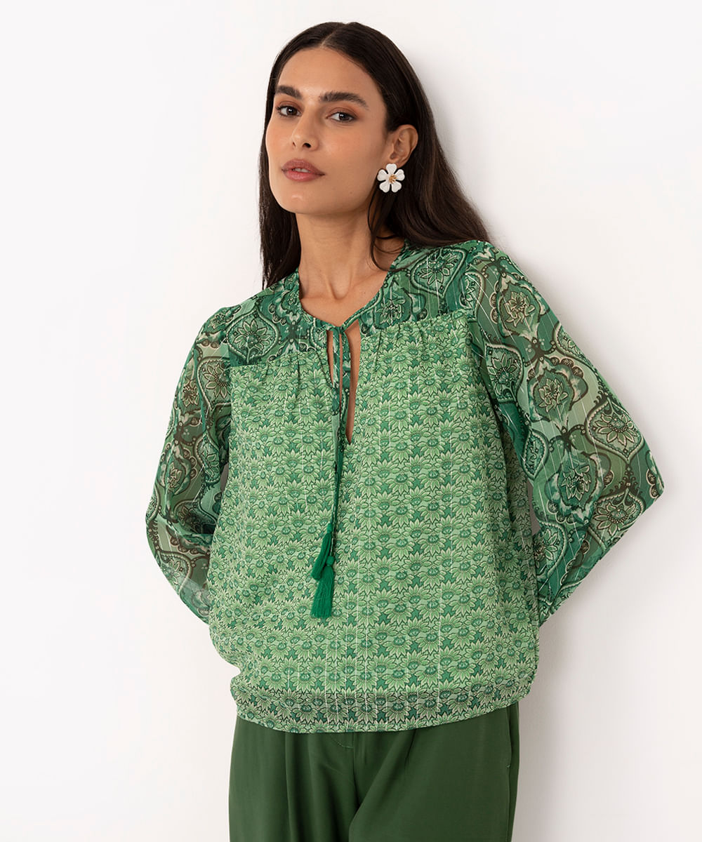 bata de lurex boho verde