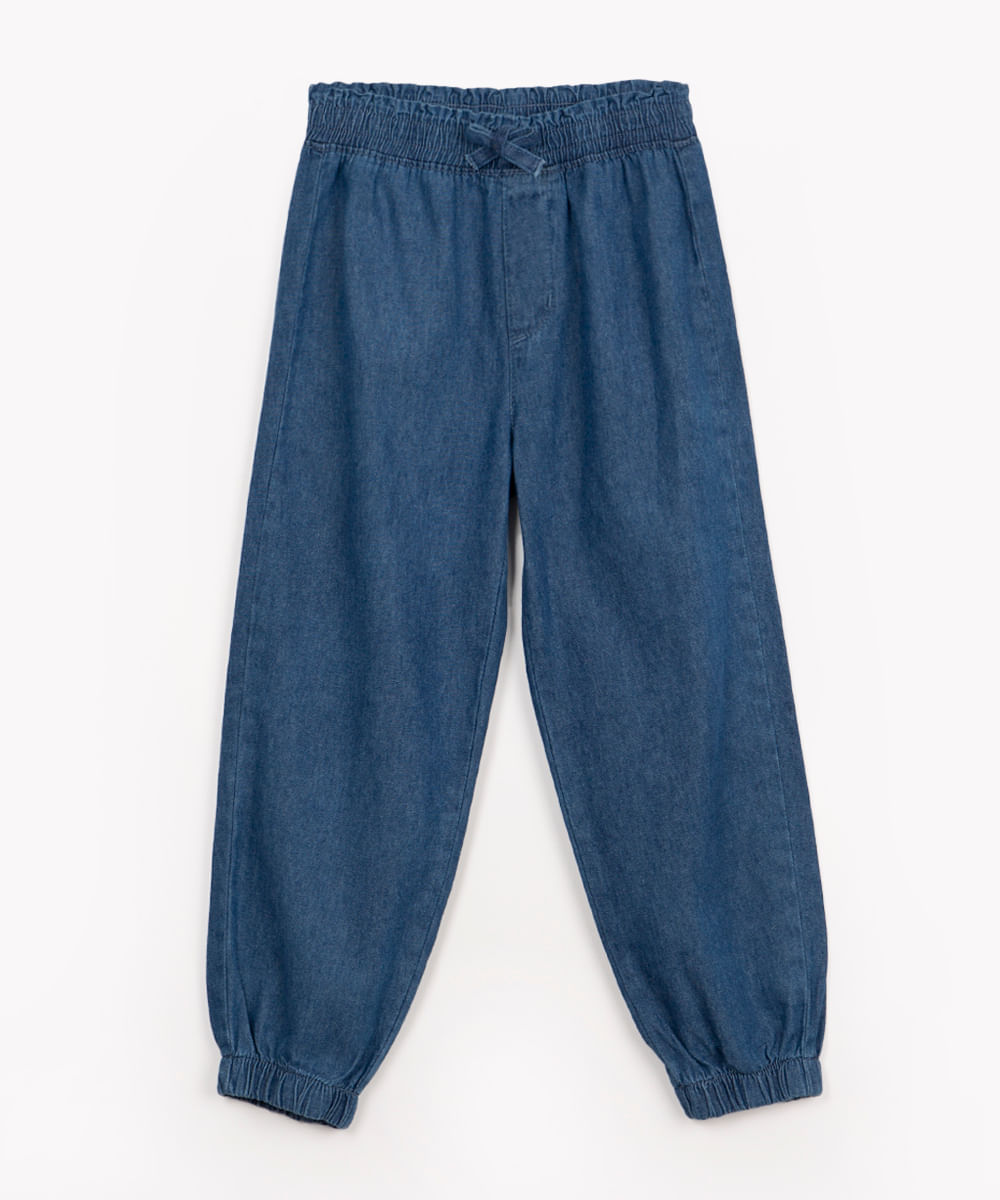 calça jogger infantil básica azul médio