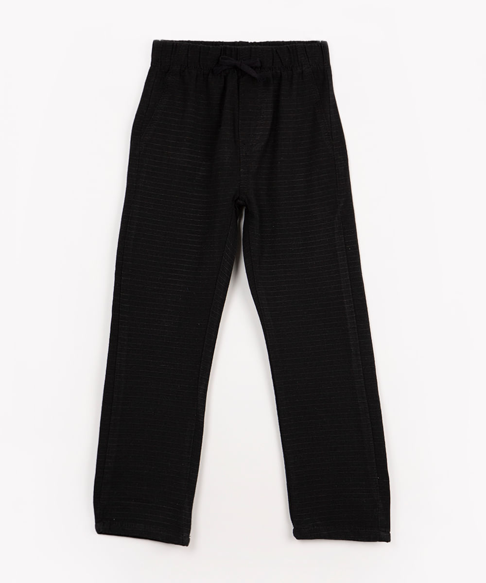 calça reta infantil texturizada preto