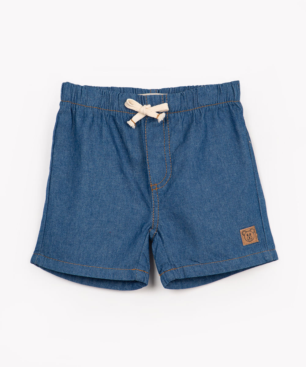 short sarja infantil curto azul escuro