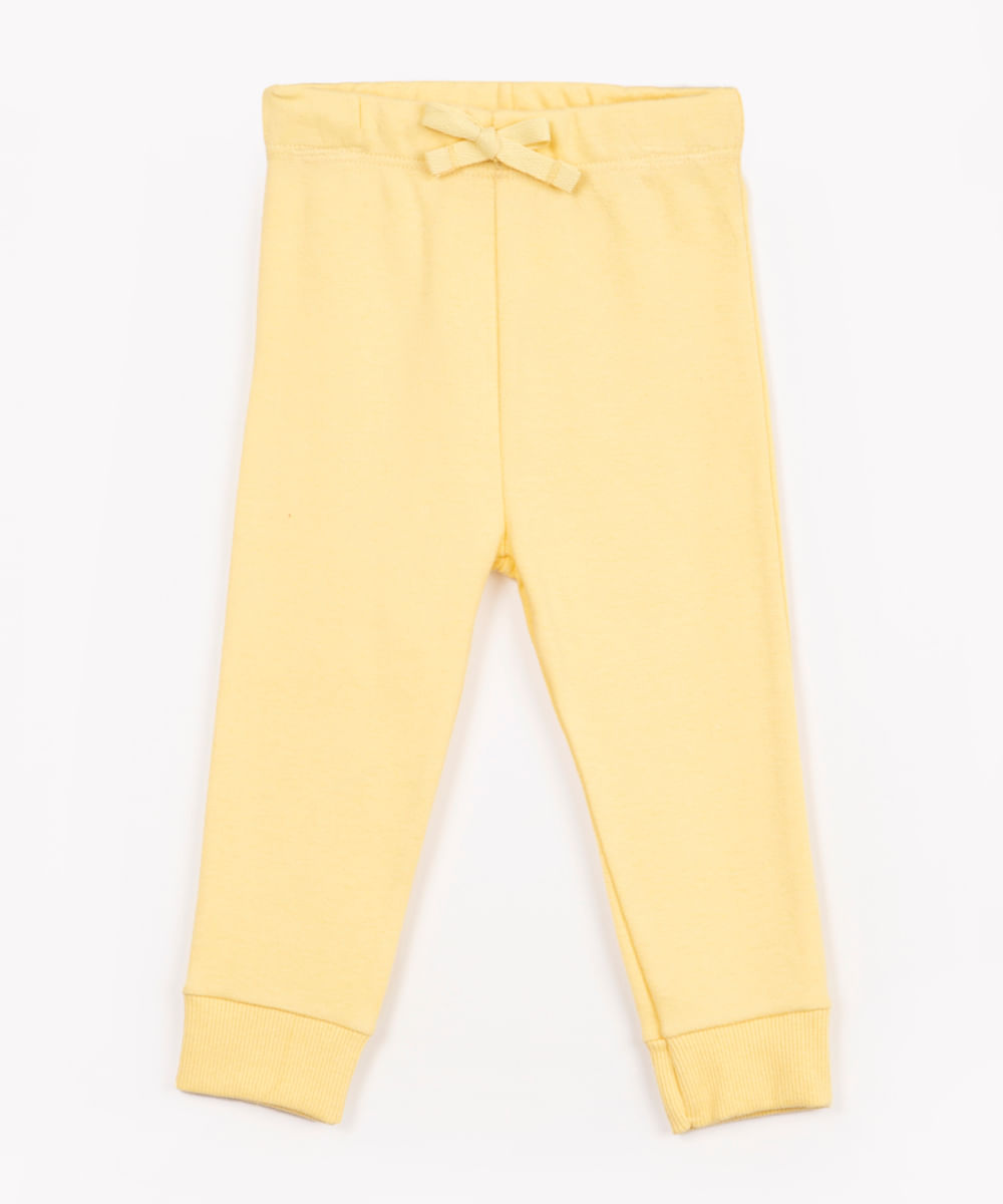 calça infantil de moletom jogger amarelo