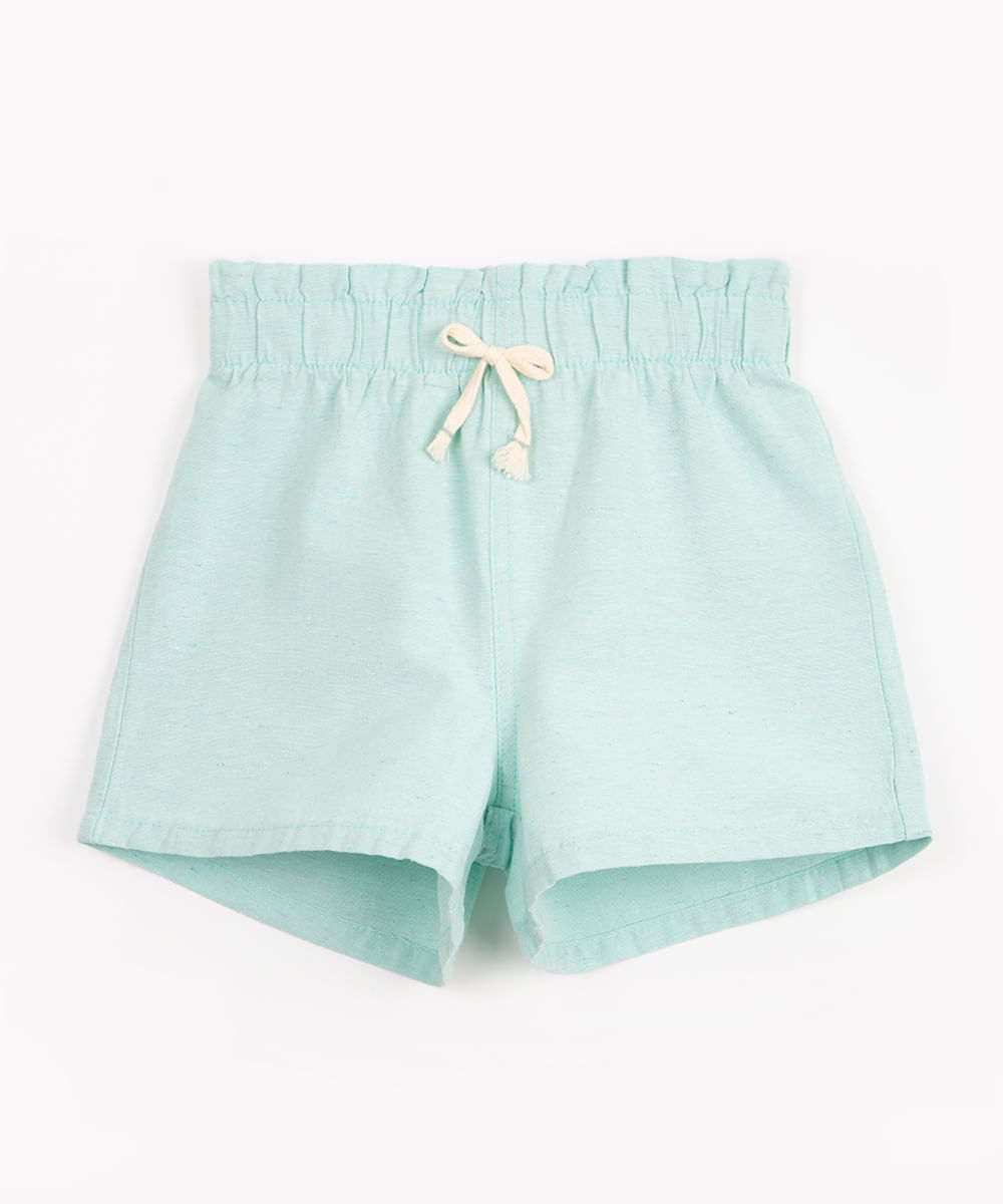 short infantil com elástico e cordão verde