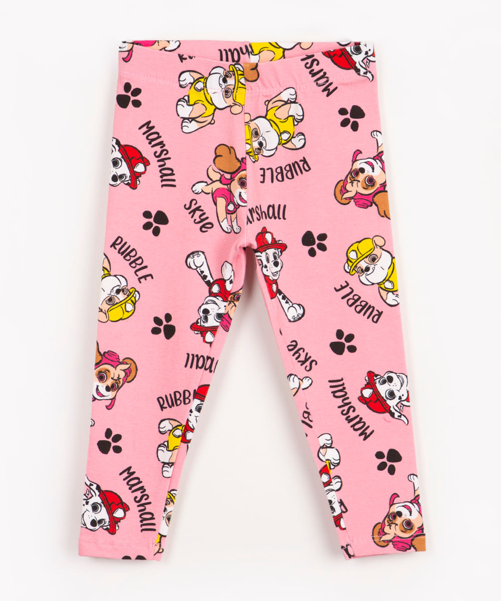 calça legging infantil patrulha canina rosa