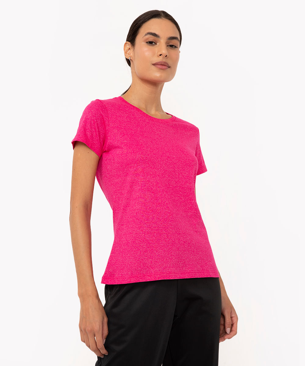 camiseta de algodão manga curta ace esportiva rosa fluor