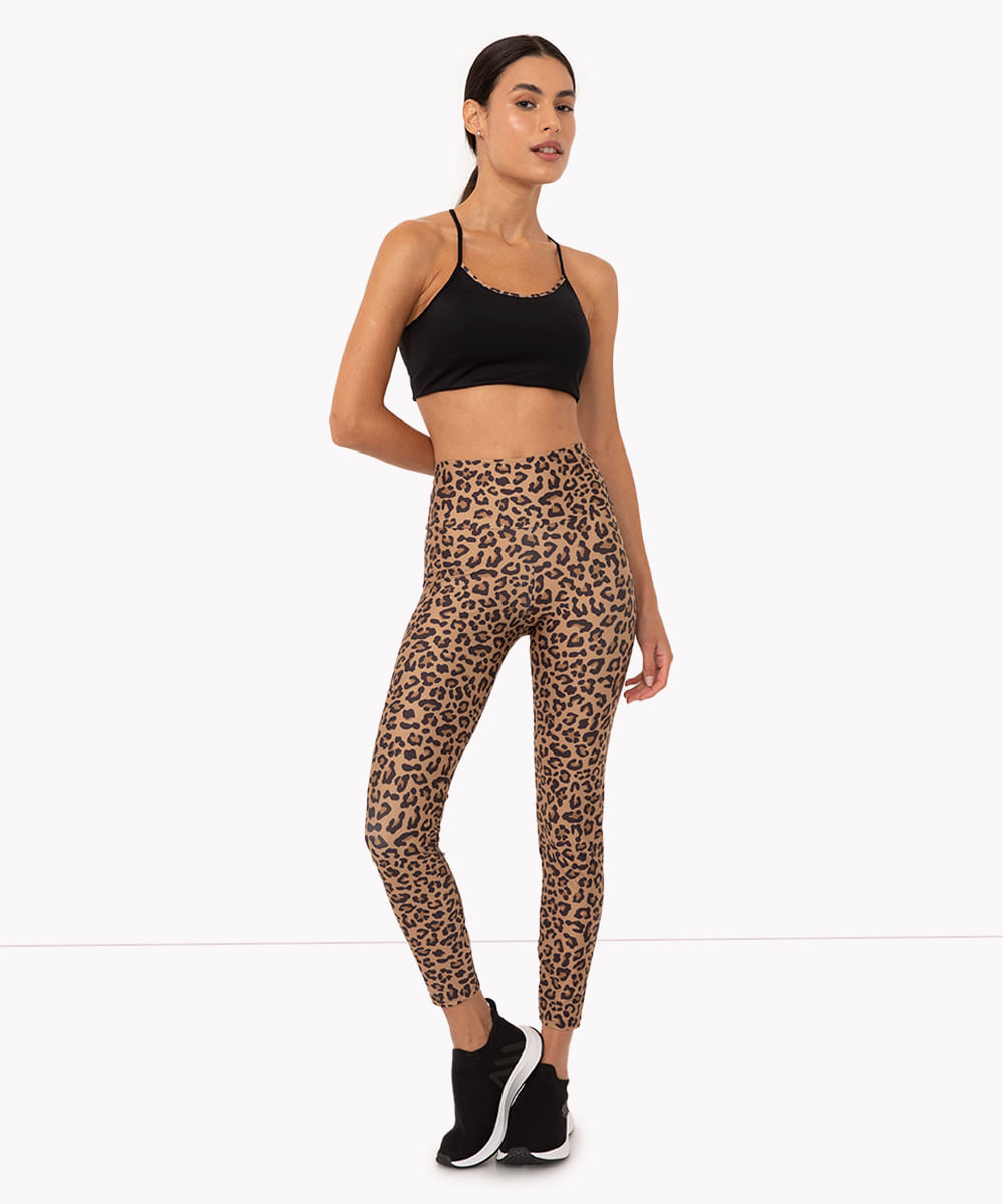 calça legging animal print esportiva ace caramelo