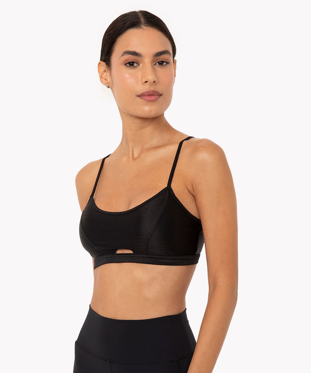 top de poliamida cut out com bojo removível esportivo ace preto