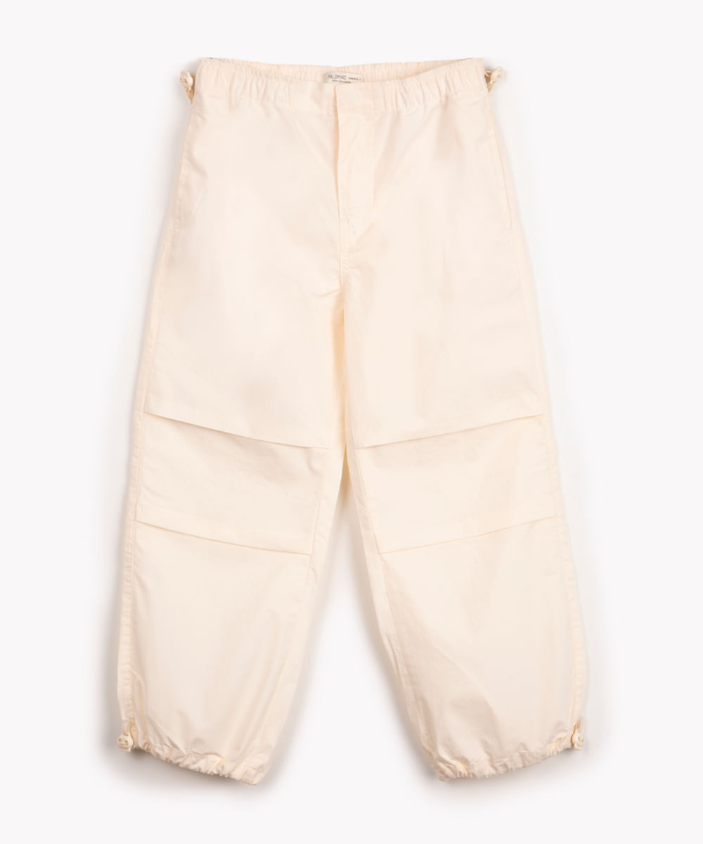 calça parachute infantil de sarja creme