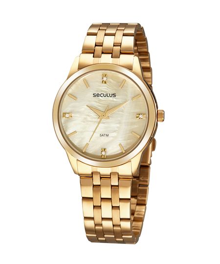 relógio analógico Seculus 77093LPSVDS1KB e colar dourado Único relógio analógico Seculus 77093LPSVDS1KB e colar dourado Único