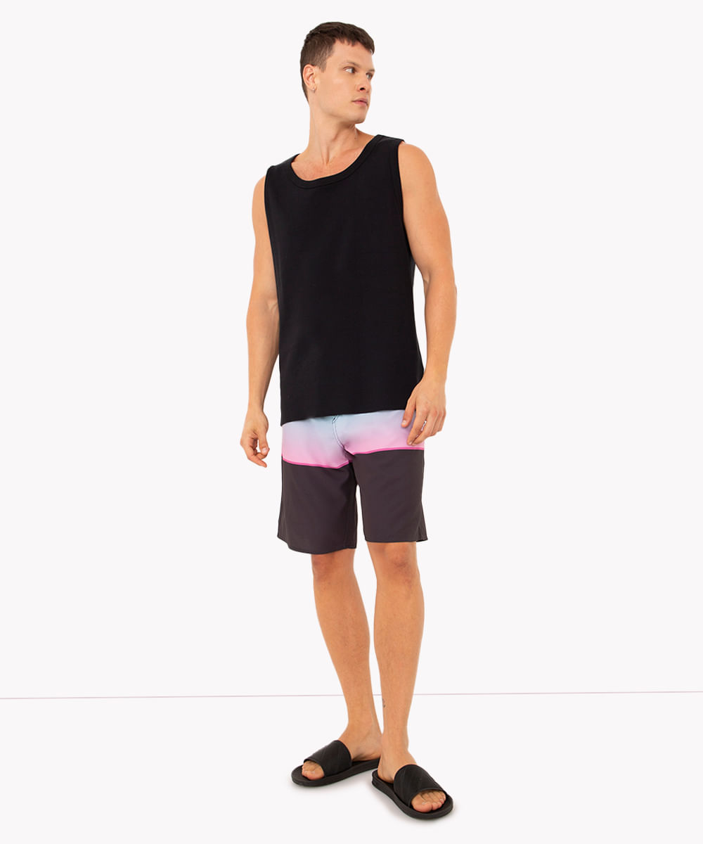 bermuda boardshort com bolso bicolor chumbo