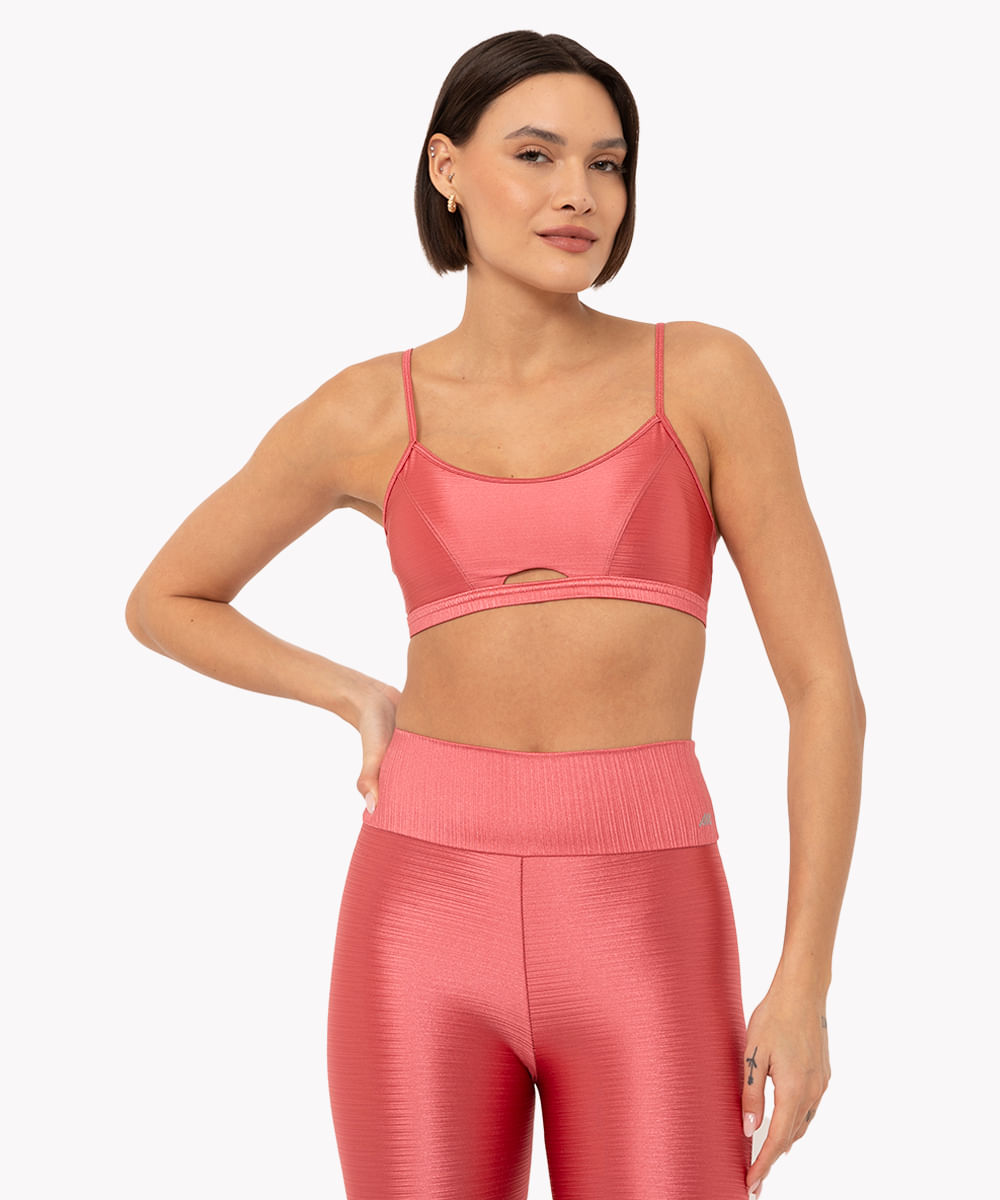 top de poliamida cut out com bojo removível esportivo ace rose