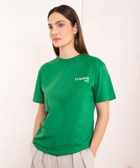 camiseta de algodão le marais manga curta mindset verde escuro PP