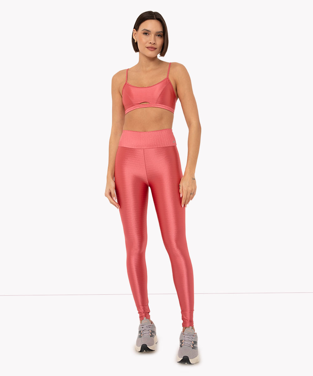 calça legging esportiva ace texturizada rosa