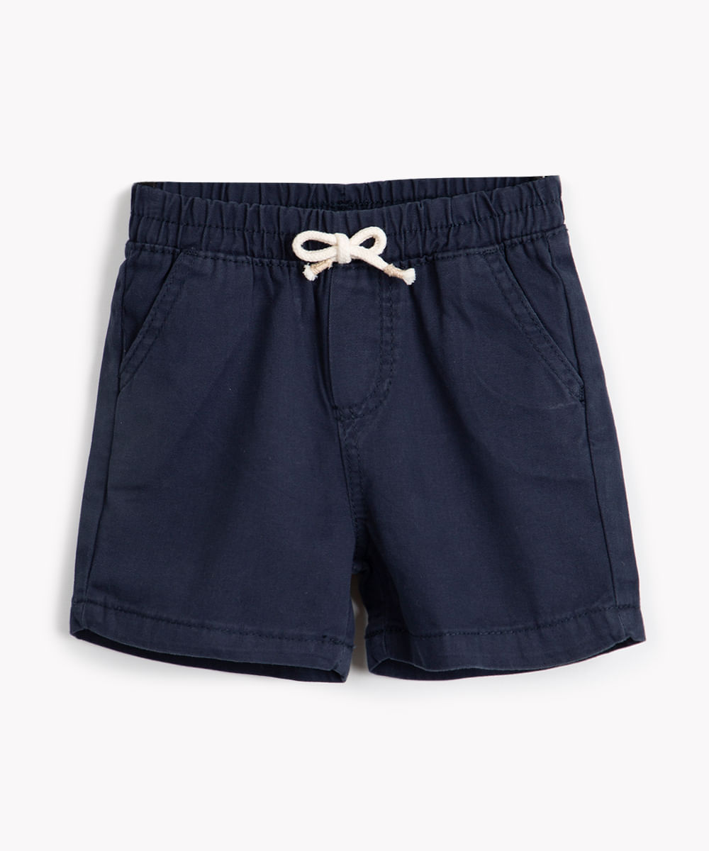 short de sarja infantil cós elástico azul marinho