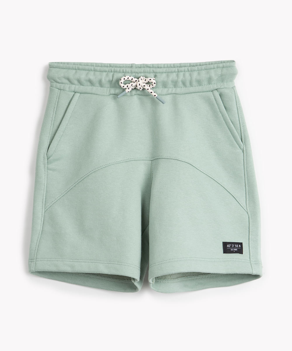 bermuda de moletom infantil com recorte verde