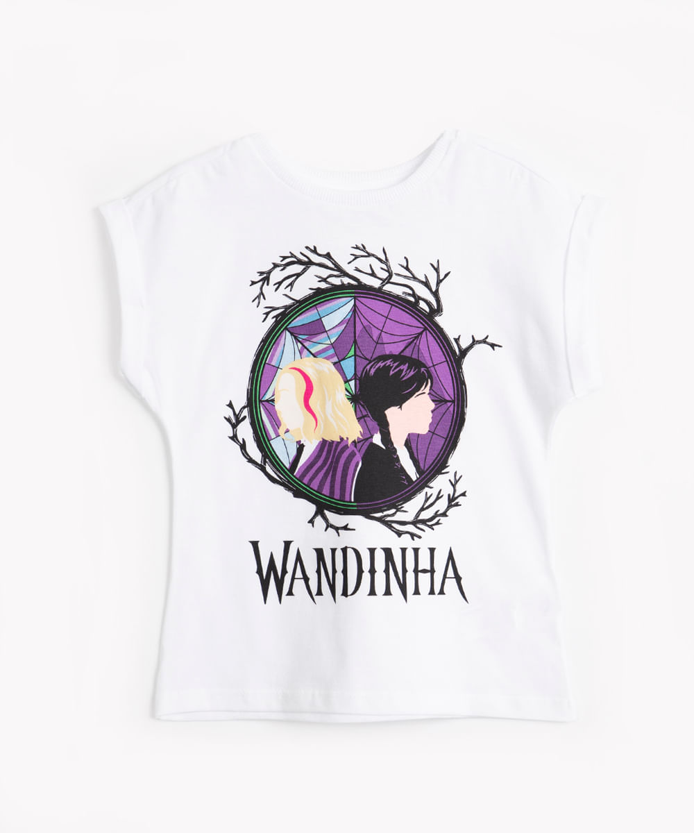 blusa de algodão infantil wandinha off white