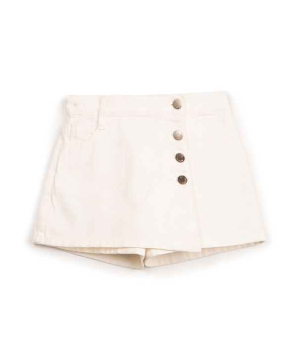 short saia infantil transpassado com bolso off white 12