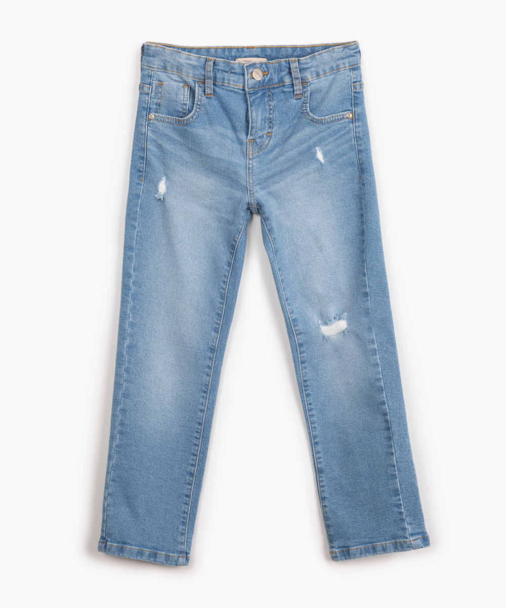 calça jeans infantil skinny com bolsos azul médio