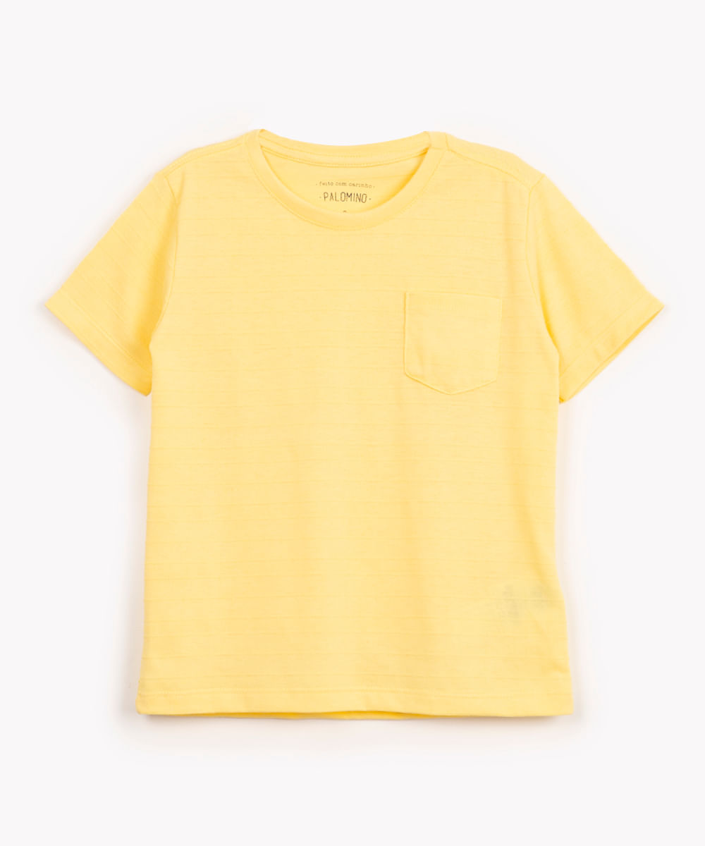 camiseta infantil texturizada manga curta amarelo