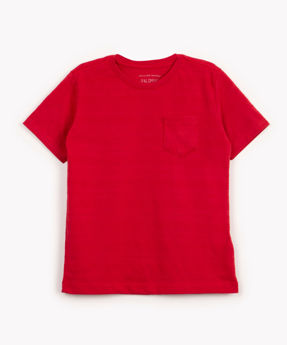 camiseta infantil texturizada manga curta vermelho