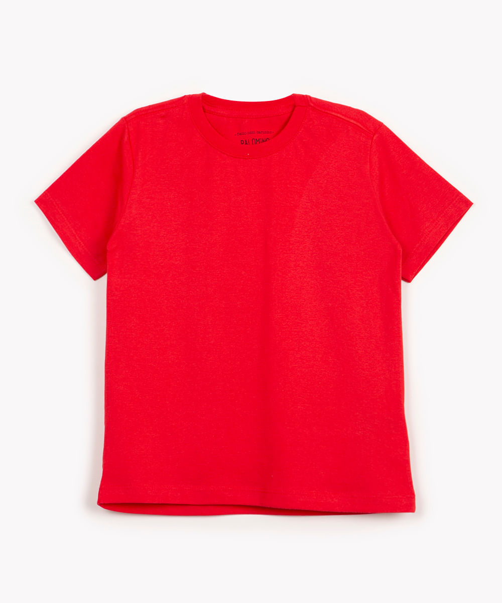 camiseta de algodão infantil manga curta vermelho