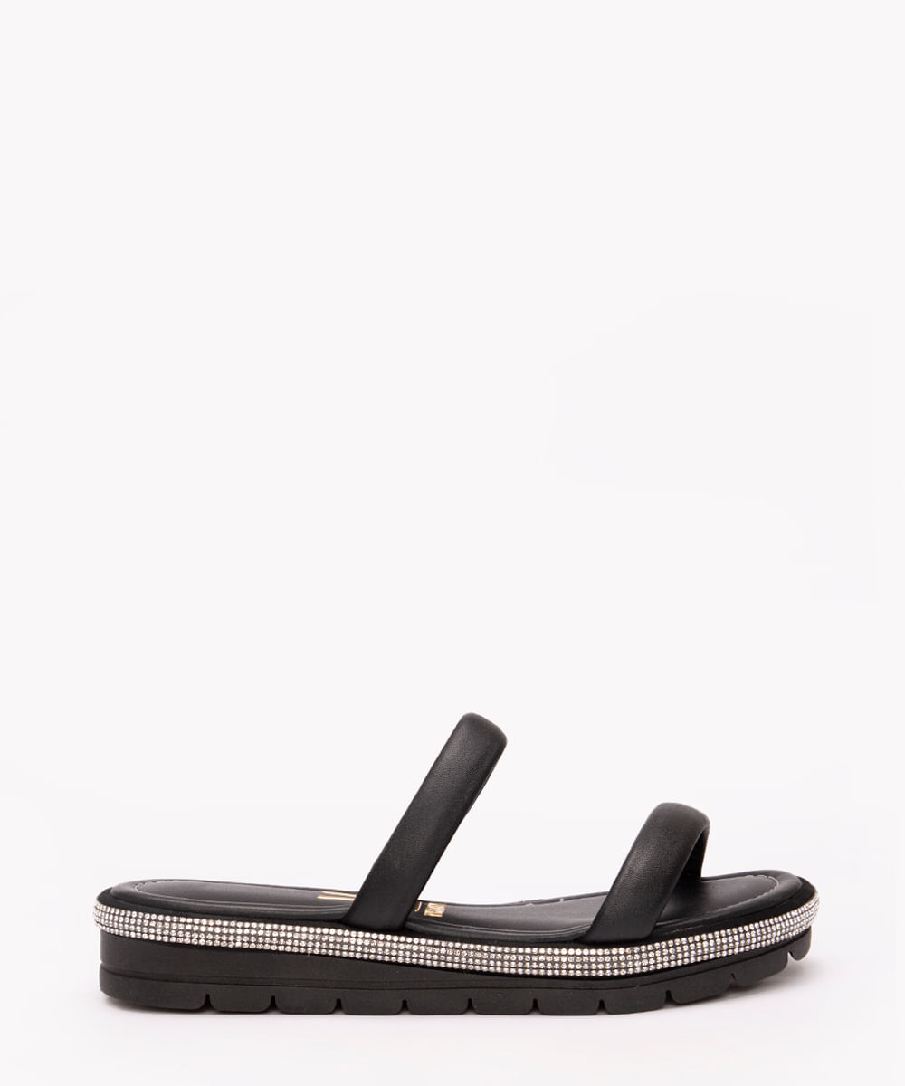 tamanco flatform com strass vizzano preto