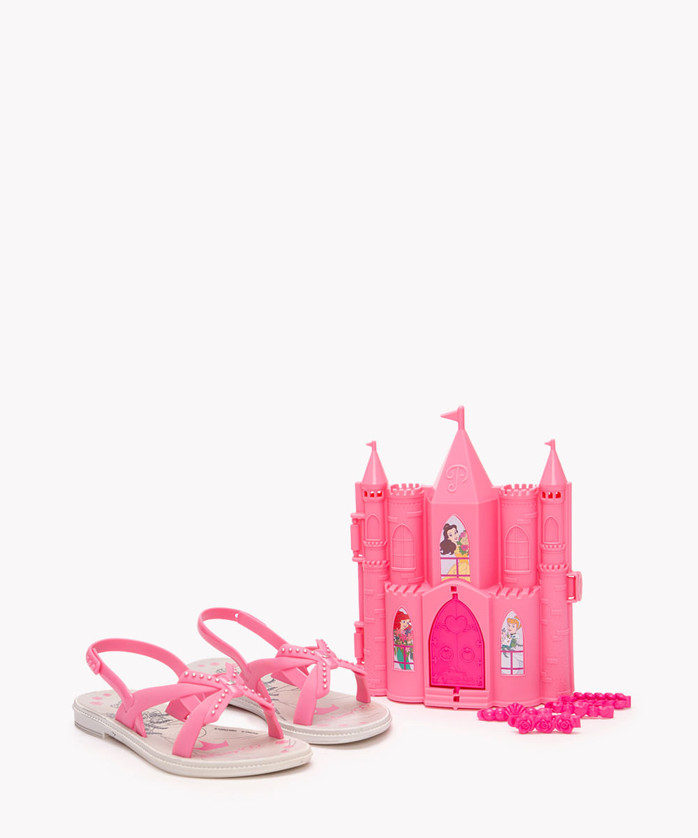 rasteirinha infantil princesa cinderela com castelo rosa
