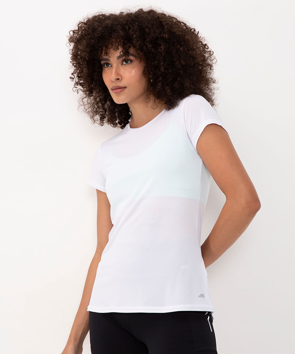 camiseta feminina esportiva ace com recorte manga curta branca camiseta feminina esportiva ace com recorte manga curta branca