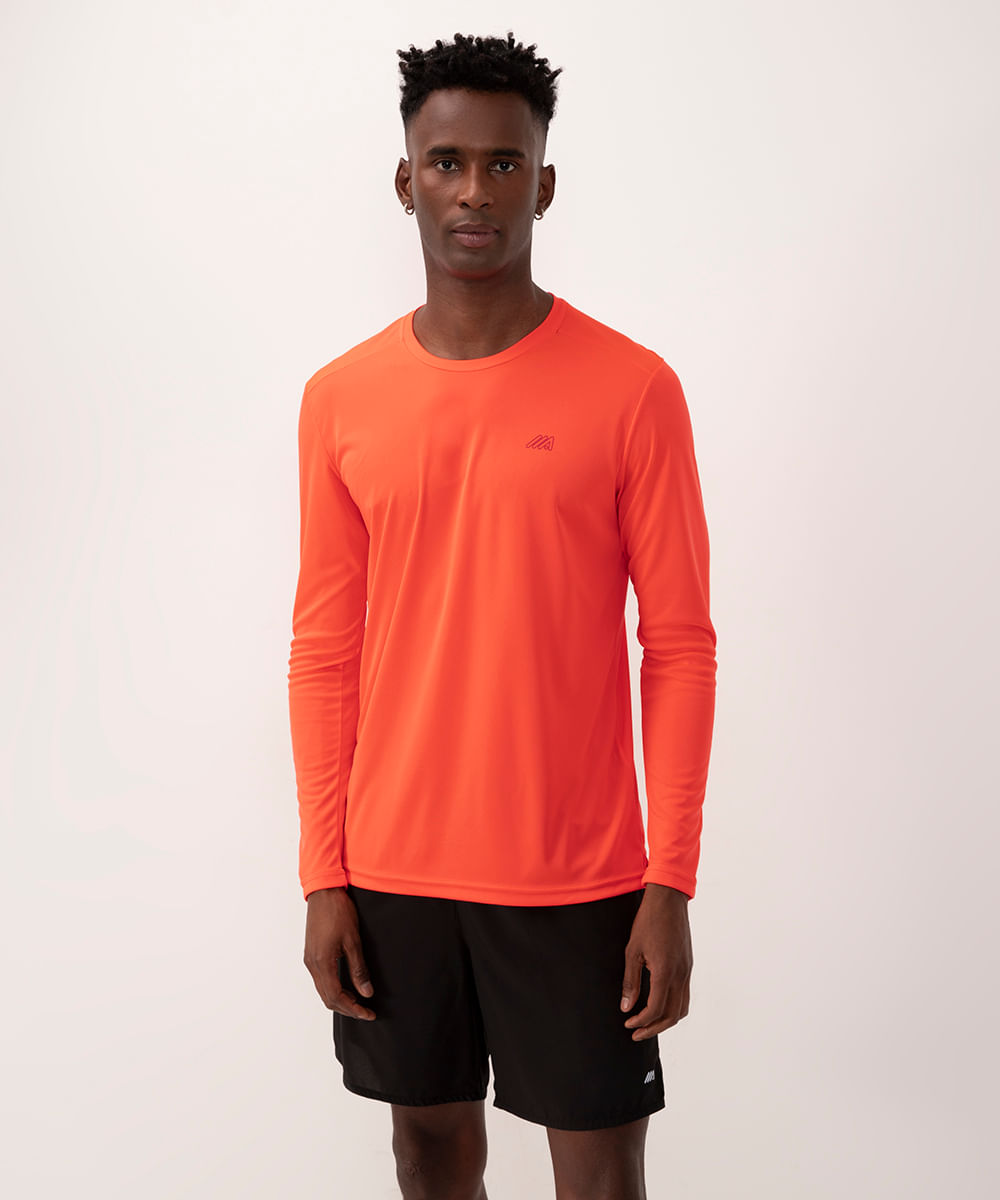 camiseta esportiva ace com proteção uv50 laranja